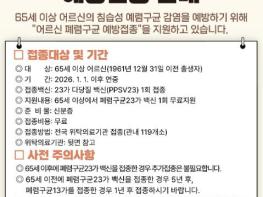 감기인 줄 알았는데 폐렴? 마포구, 어르신 폐렴구균 예방접종 지원 기사 이미지