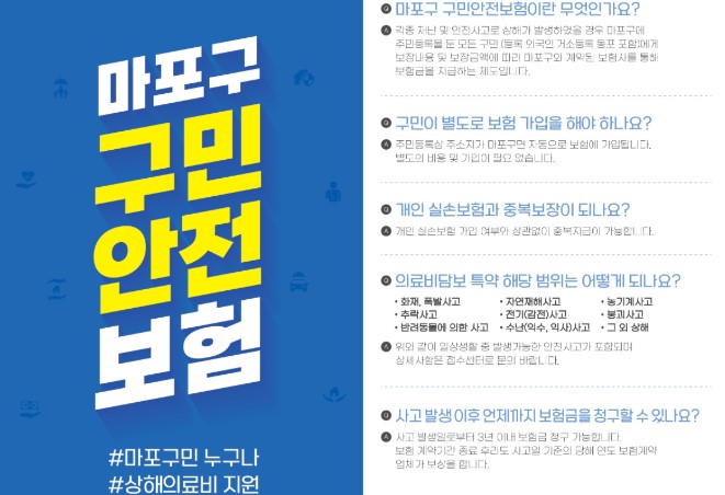 마포구민이라면 꼭 알아두세요! 구민안전보험 자동 가입 혜택 기사 이미지