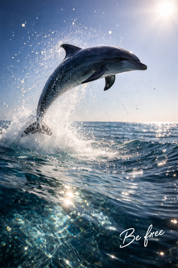[AI 이미지 만들기] 돌고래가 바다에서 솓구치는 그림