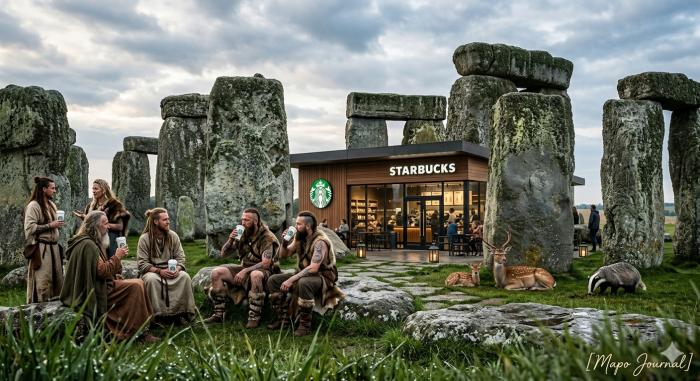 [AI 이미지 만들기] 원시인과 현대의 만남