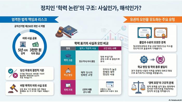 “학력은 사실인가, 해석인가”… 반복되는 정치권 ‘학력 논란’의 구조